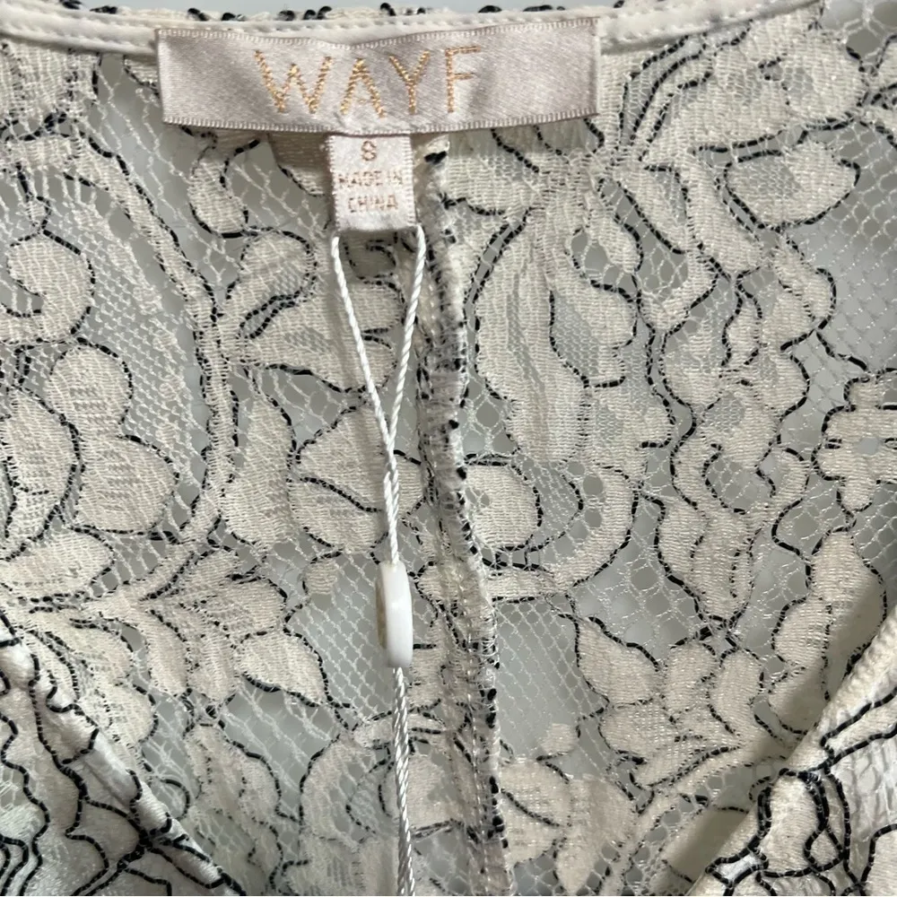 Wayf White Lace Long, Bell Sleeve Mini Dress, New with Tags - Image 6