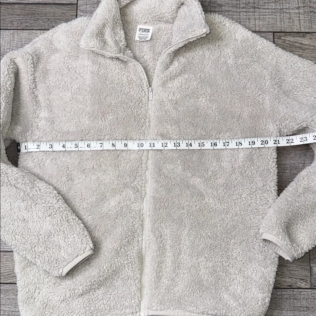 PINK Victoria's Secret Soft Cream/Gray Oversized Jacket - Image 4