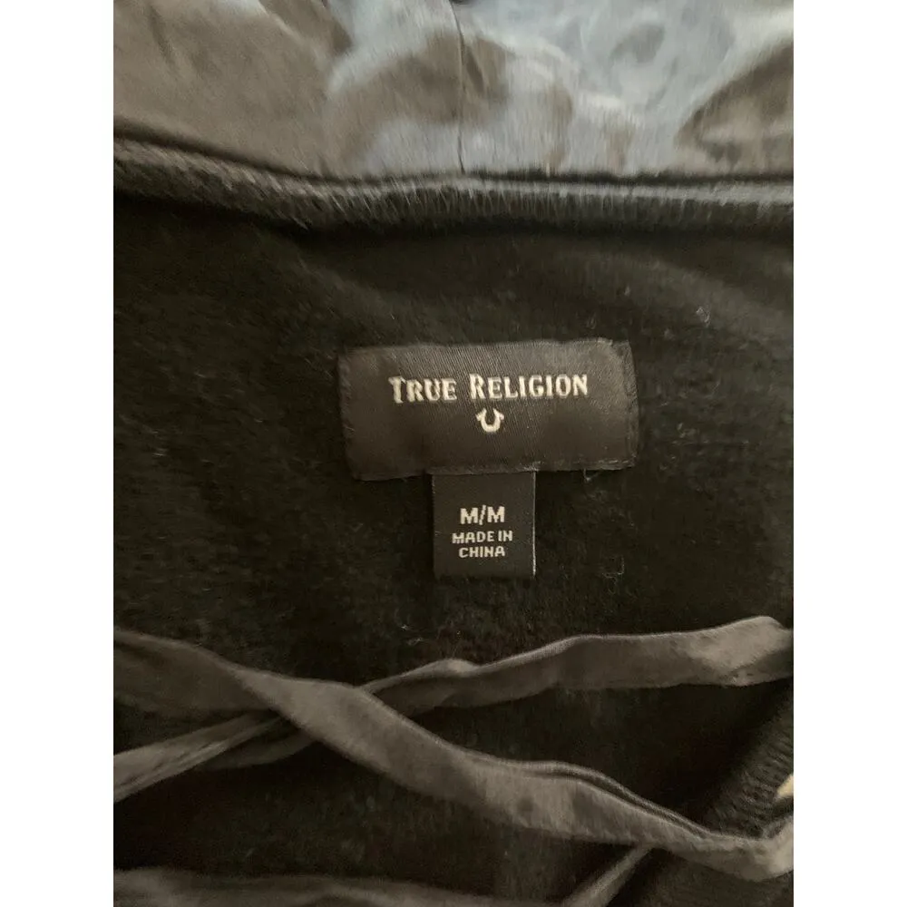 True religion black flower hoodie size medium - Image 3