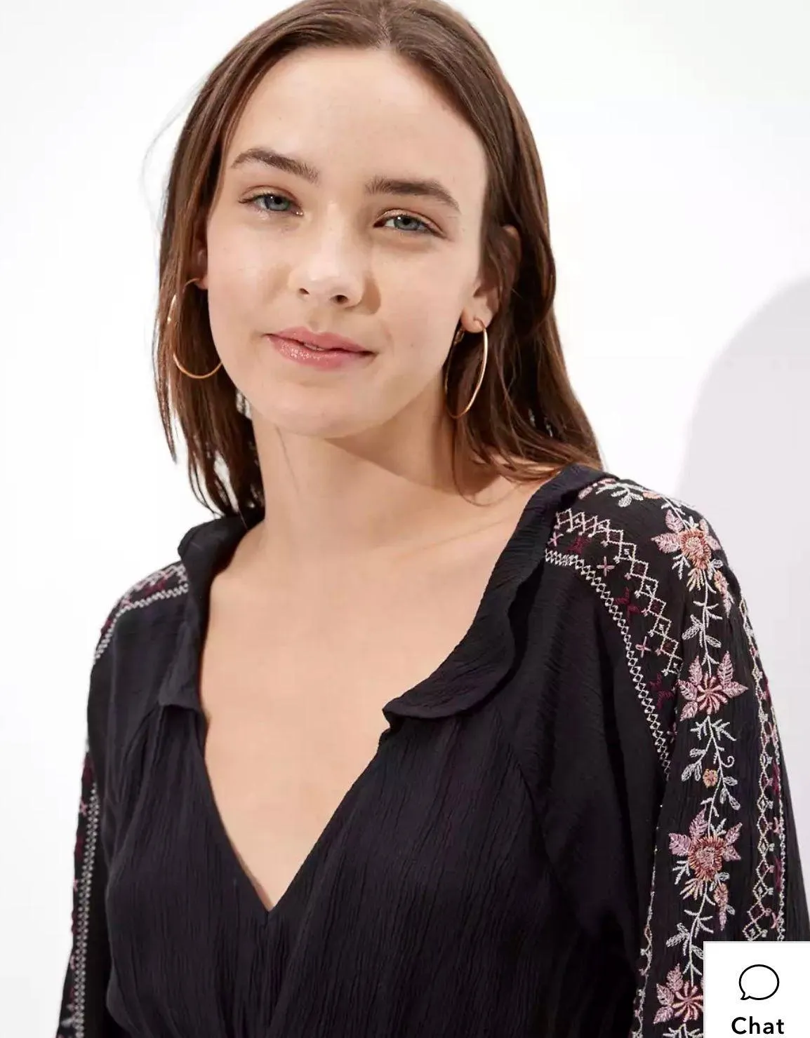 AE Long-Sleeve Embroidered Babydoll Dress - Image 3