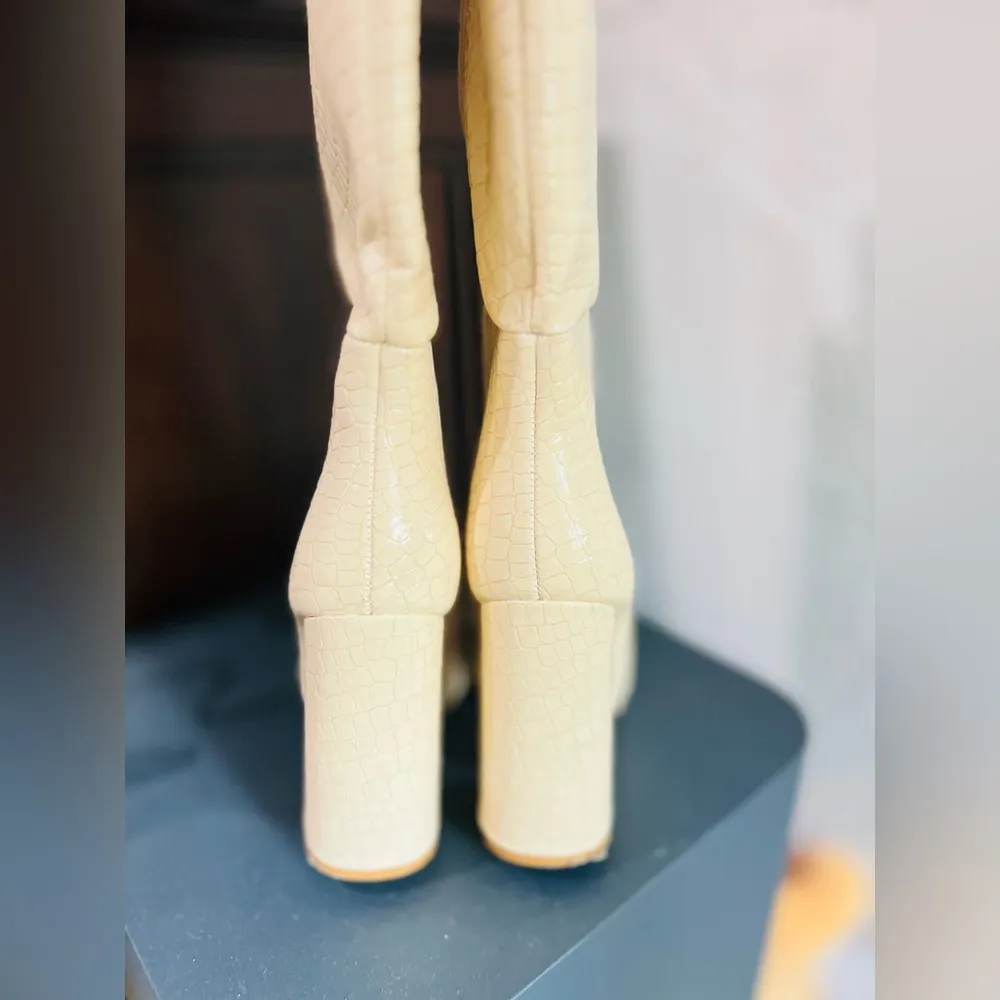 Nasty gal Faux Leather Croc Knee High Pointed Boots women’s boots size 37(6)US - Image 11