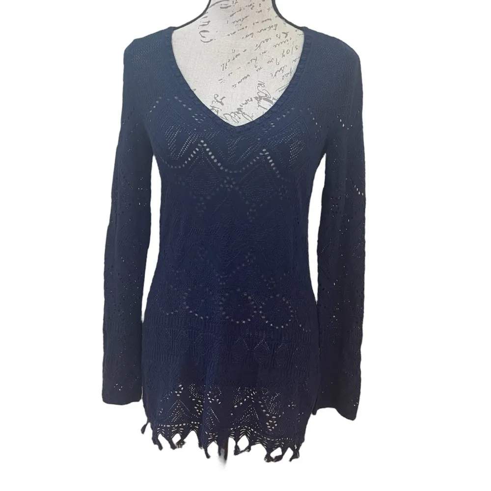 Lilly Pulitzer Acadia Navy V-Neck Tunic Sweater Sz S - Image 2