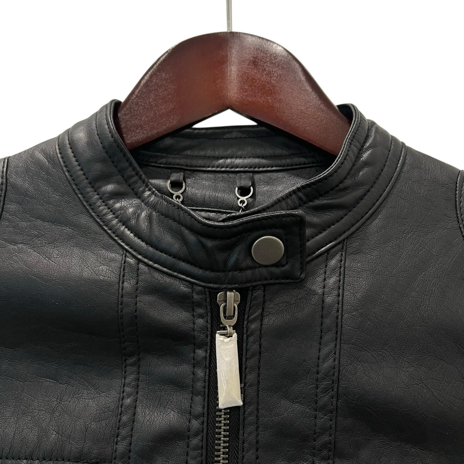 J2 Women's Faux Leather Jacket Black Moto Biker Zipper Long Sleeve Size Medium* - Image 4