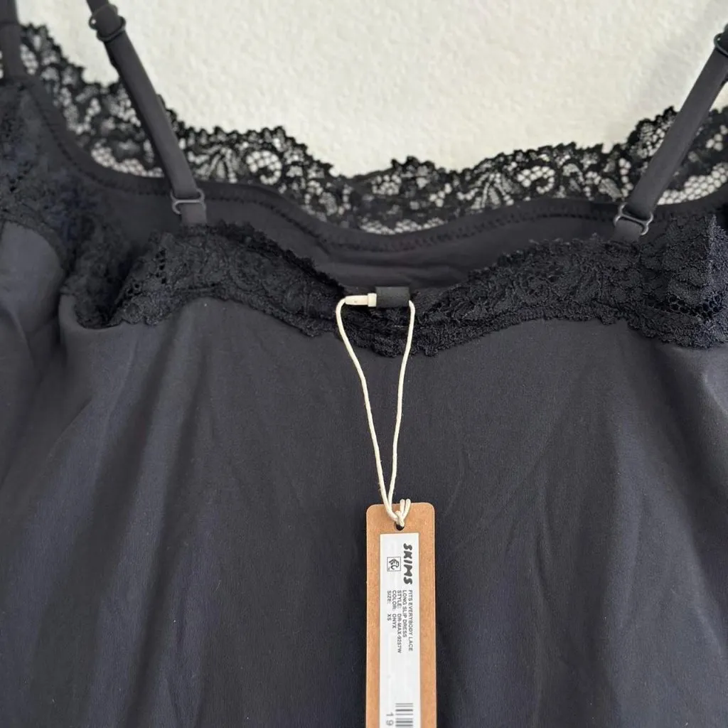 Skims Fits Everybody Lace Long Slip Dress in Onyx, Size X-Small - Image 7