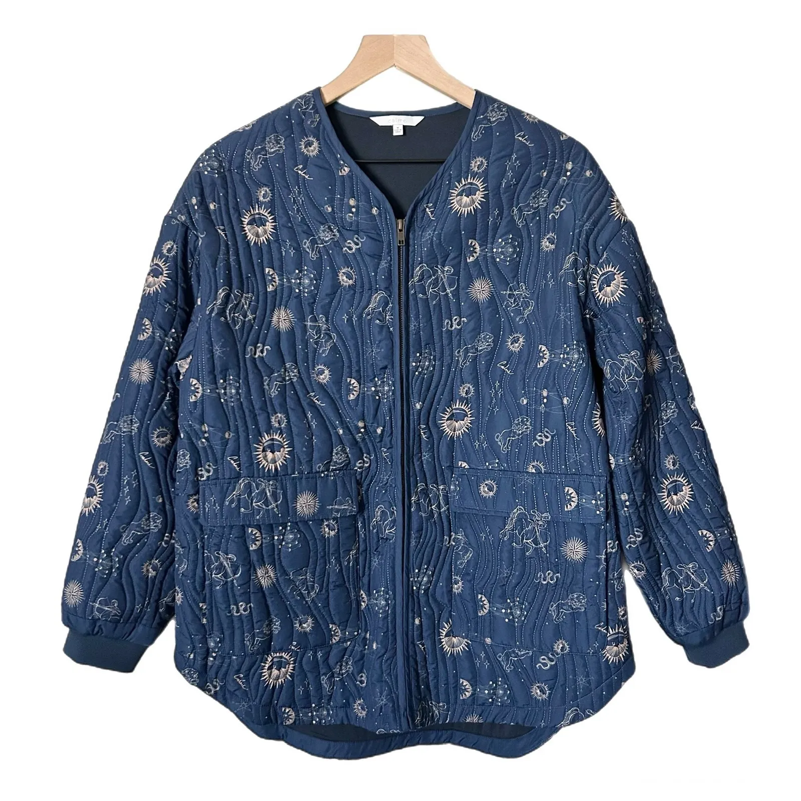 NEW Johnny Was Calme Yessi Quilted Astrology Soft Shell Jacket Navy Blue Medium - Image 2