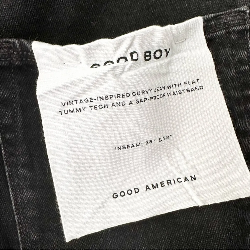 Good American NWT Black Good Boy Straight Leg Denim Jeans Busted Knee 6/28 - Image 9