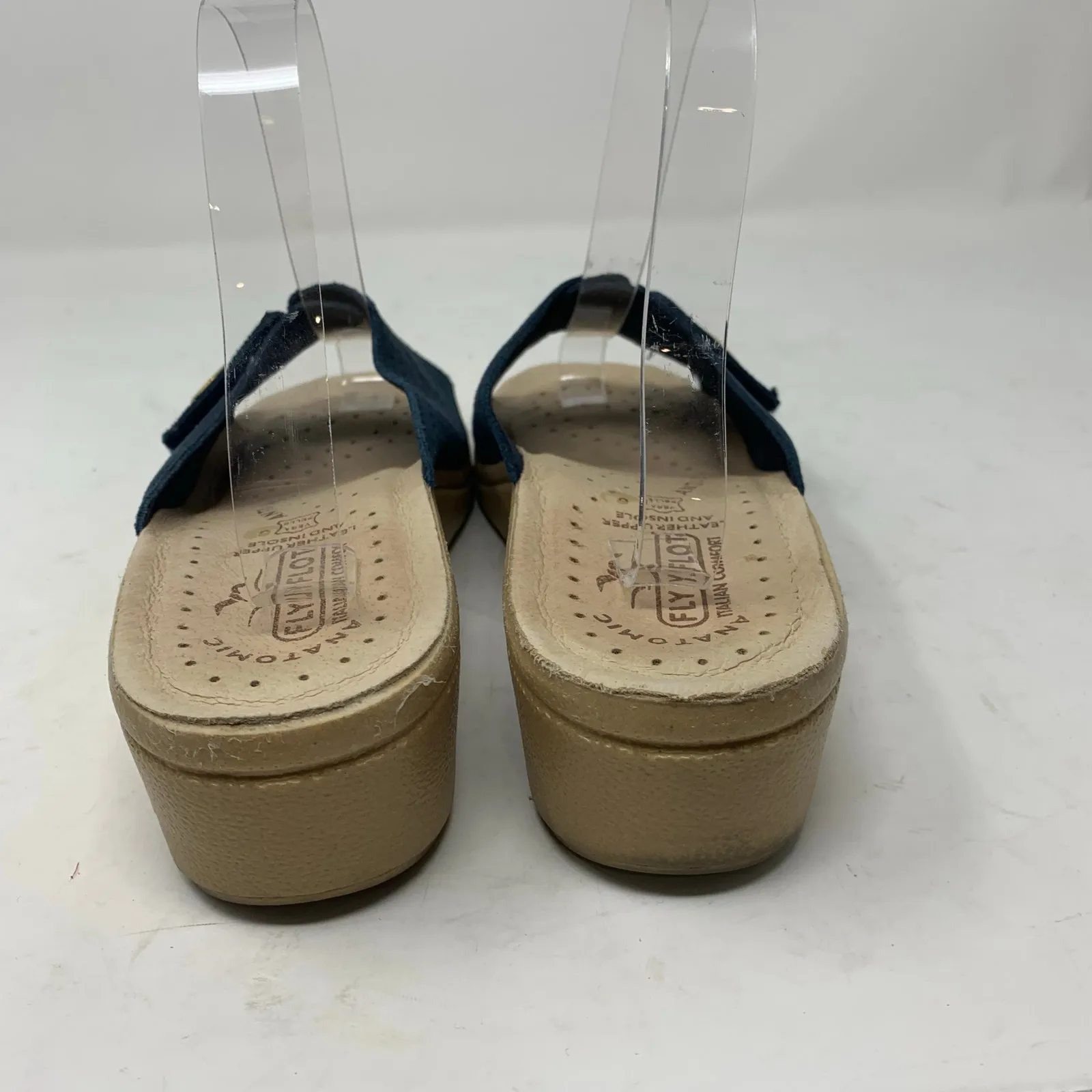 Fly Flot Silvia Womens Blue Suede Leather Wedge Shoes Sandals EU Size 39 US 9 - Image 4