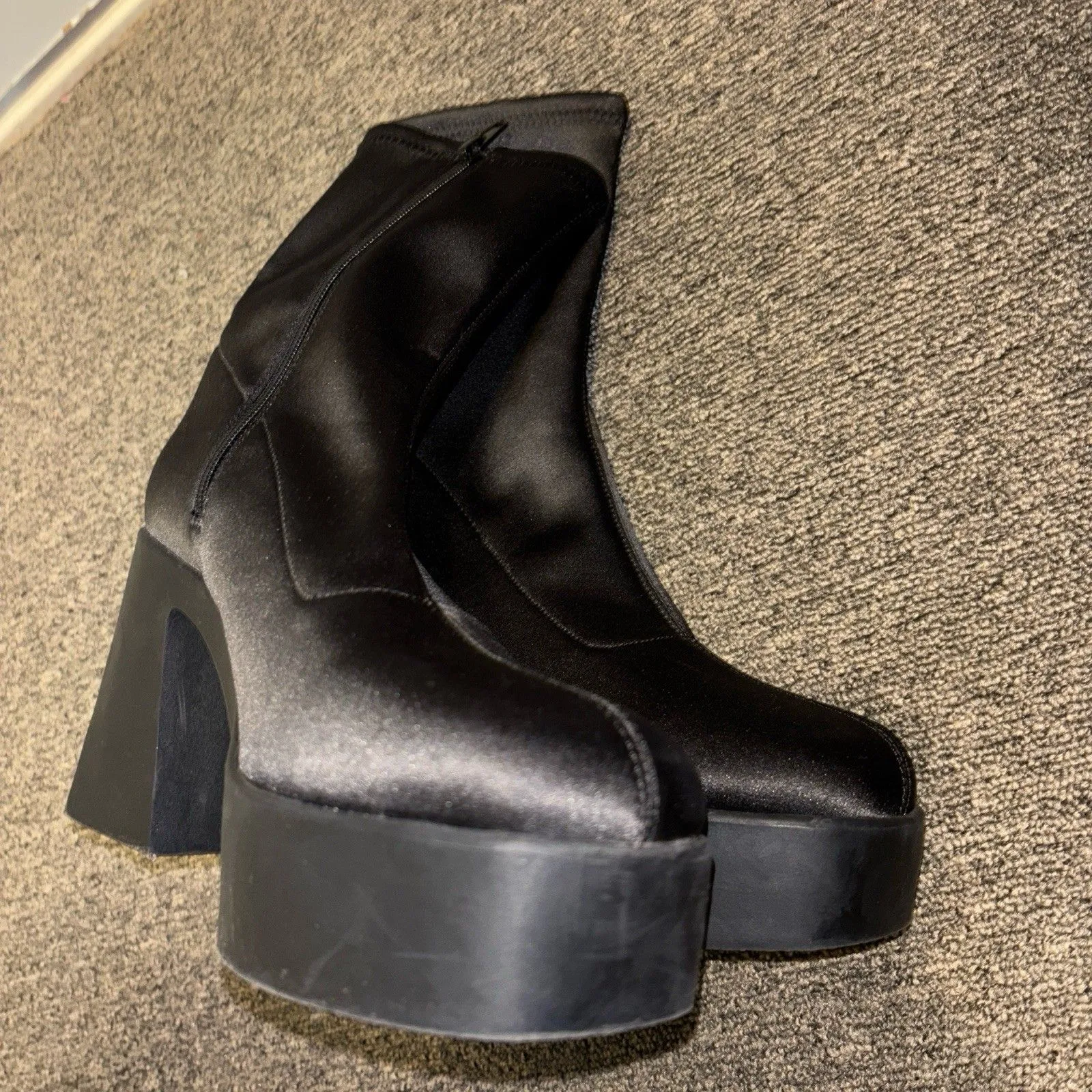 Aldo Boot Upstep Boot Sz 11 Black Fabric Euc Platform Heeled Chunky - Image 7