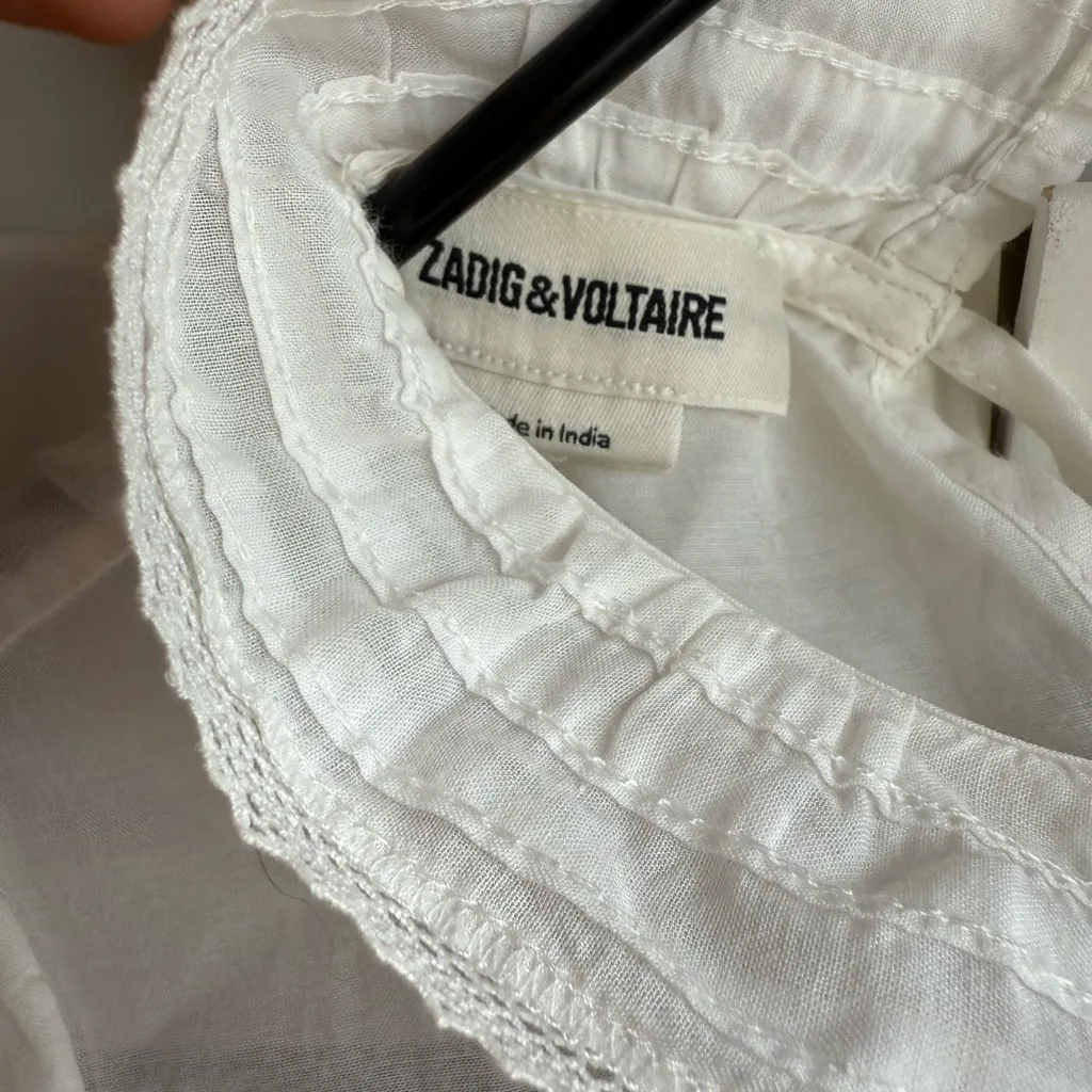 Zadig & Voltaire Ivory Lace-Accented Blouse - Image 4