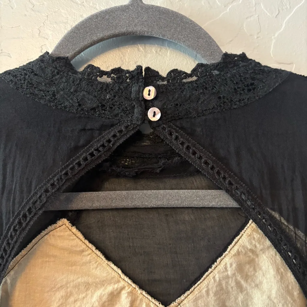 Free People Angel Lace black sleeveless witchy goth mini dress size small - Image 11