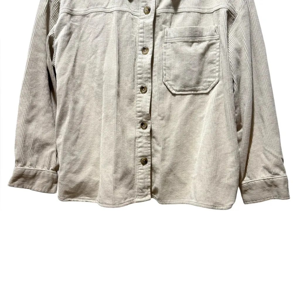 Kensie Beige Corduroy Shacket Jacket Size L Button Front Pockets Tan Size L - Image 3