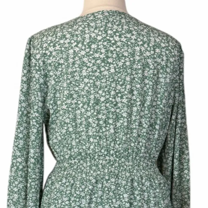 PrettyGarden V-neck Long Ruffle Sleeve Midi Dress Green Floral Women’s Size XXL - Image 12