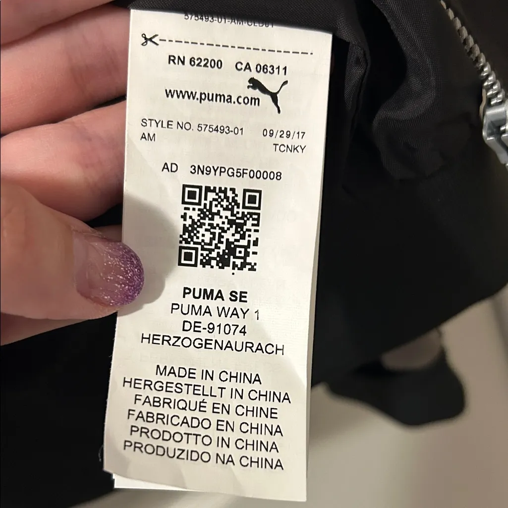 Puma Charcoal and Black Bomber Jacket, Size L - Image 7