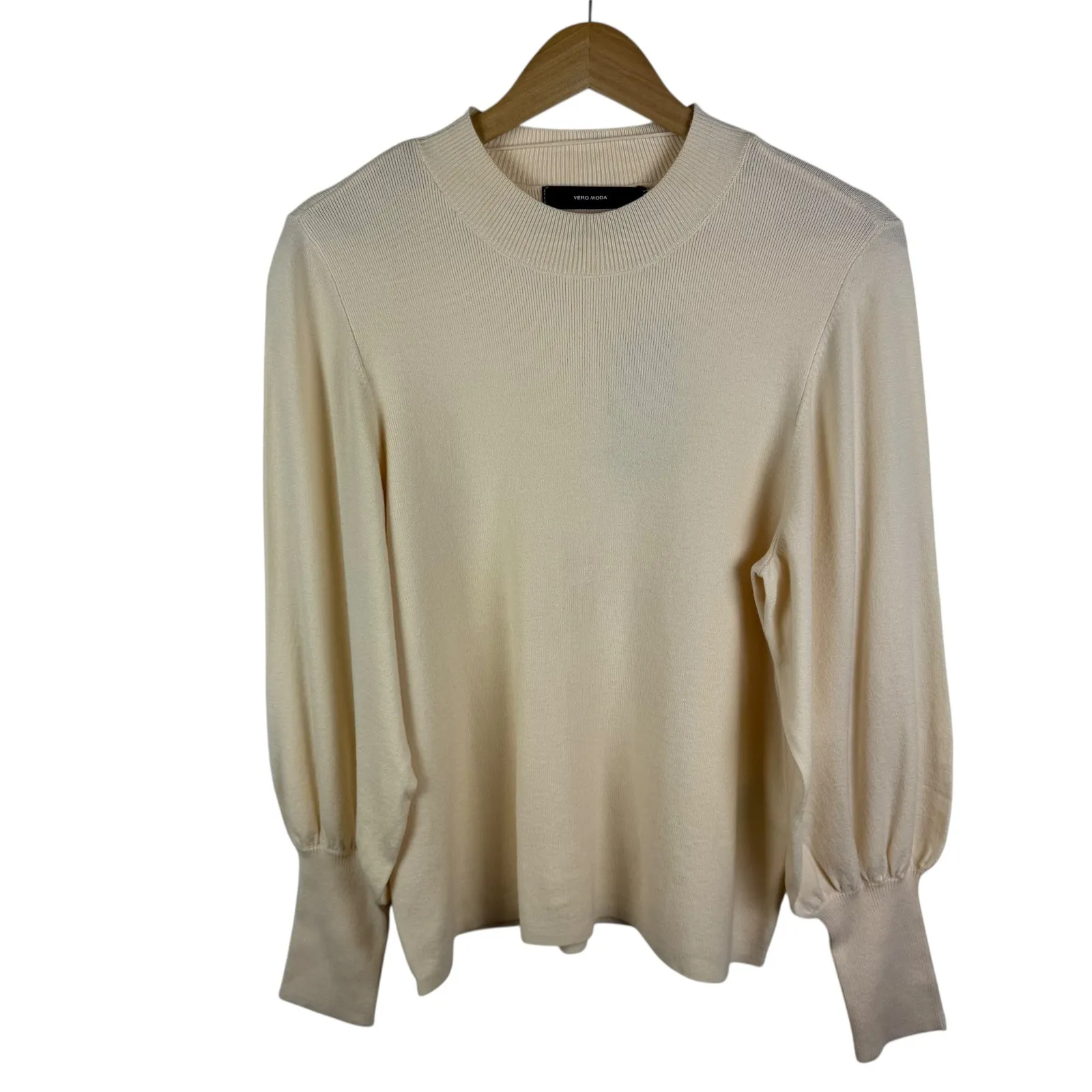 NWT Vero Moda Holly Karis Puff Sleeve Blouse Size 1X High Neck Knit Sweater‎ - Image 2