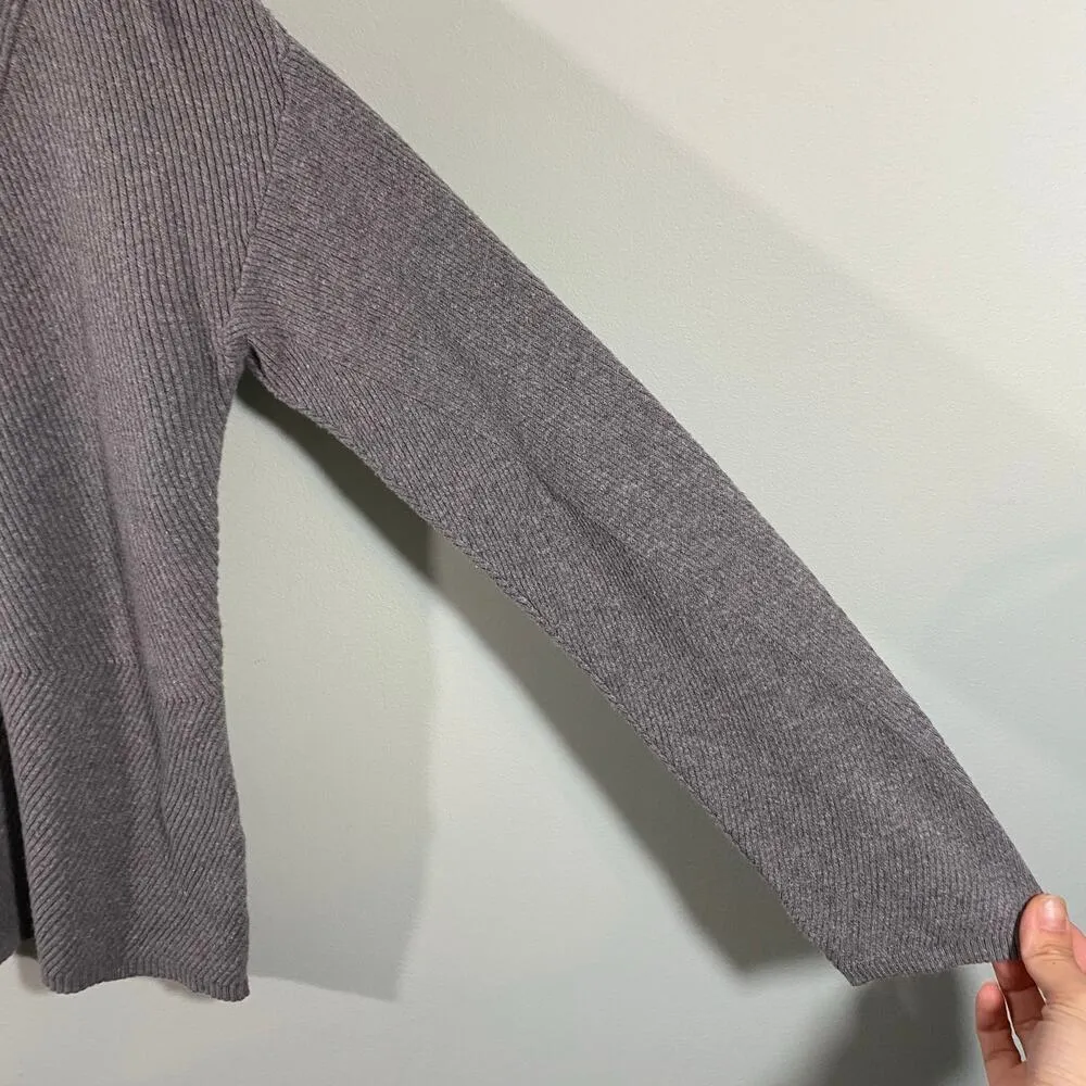 J Jill Women's Grey Criss Cross Ribbed Boat Neck Cotton Blend Sweater Size L - Image 6