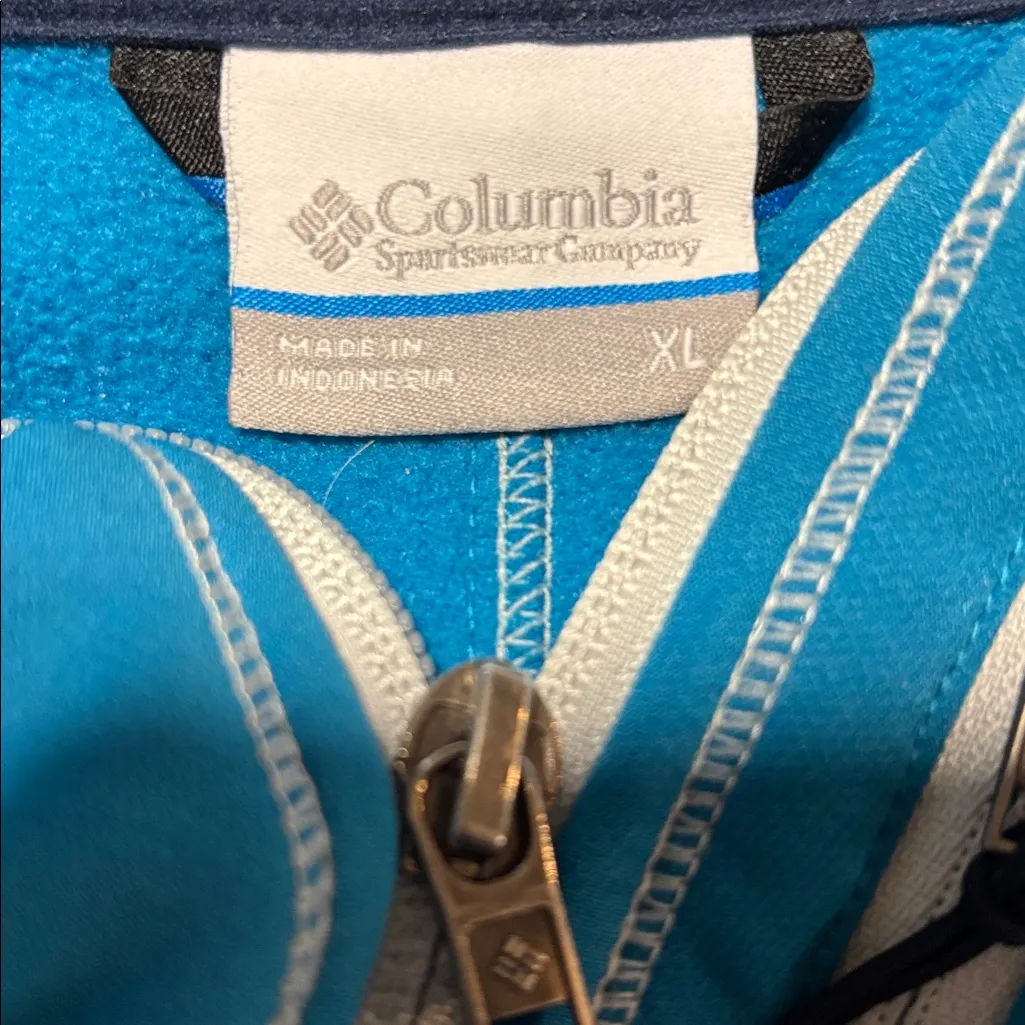Women's XL Columbia fleece lined aqua blue jacket neoprene scuba type material - Image 8