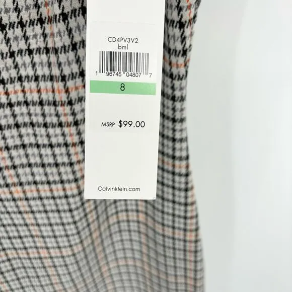 Calvin Klein Herringbone Check Print Short Sleeve Shirt‎ Dress Size 8 NWT - Image 8