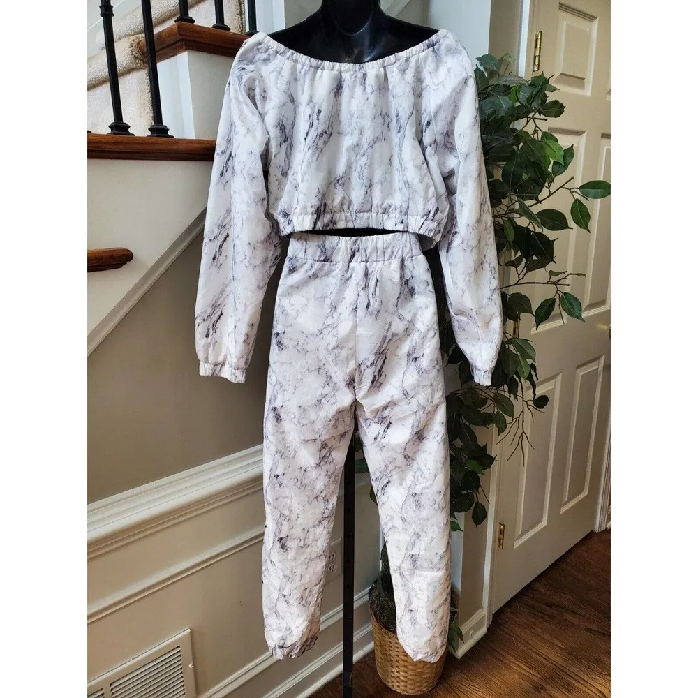 Love Love Love Women's White Polyester Long Sleeve Top & Pant 2 Pc's Medium - Image 9