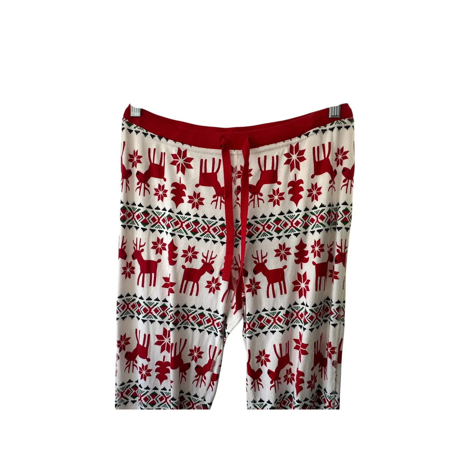 Hanna Andersson Red & White Holiday Christmas Reindeer Pajama Pants Medium New - Image 2