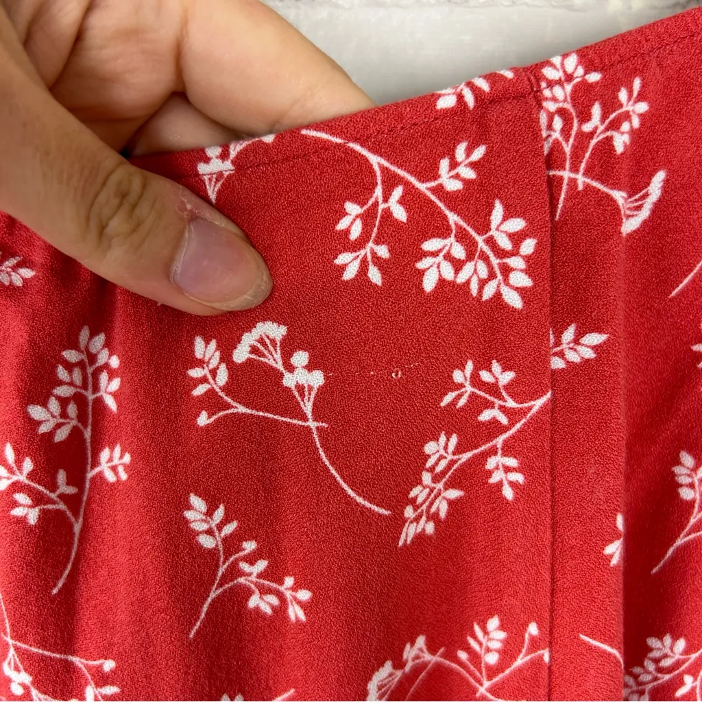 Abercrombie + Fitch Red Floral Midi Skirt Size XSP - Image 9