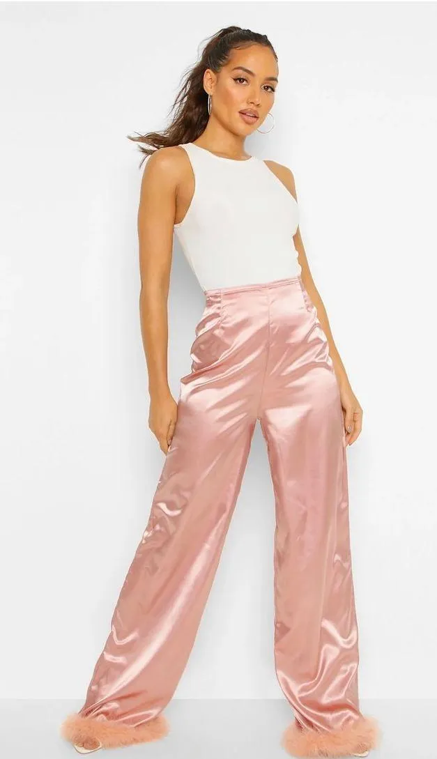 Boohoo Black Silk Feather Pants - Image 4