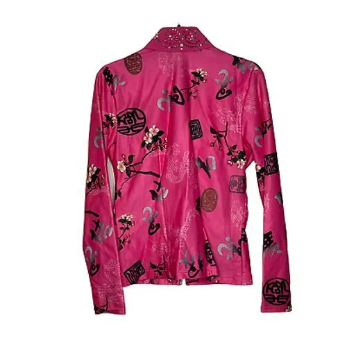 Vintage Unbranded Full Zip Riding Jacket Size Small? Pink Floral‎ Asian Print - Image 6