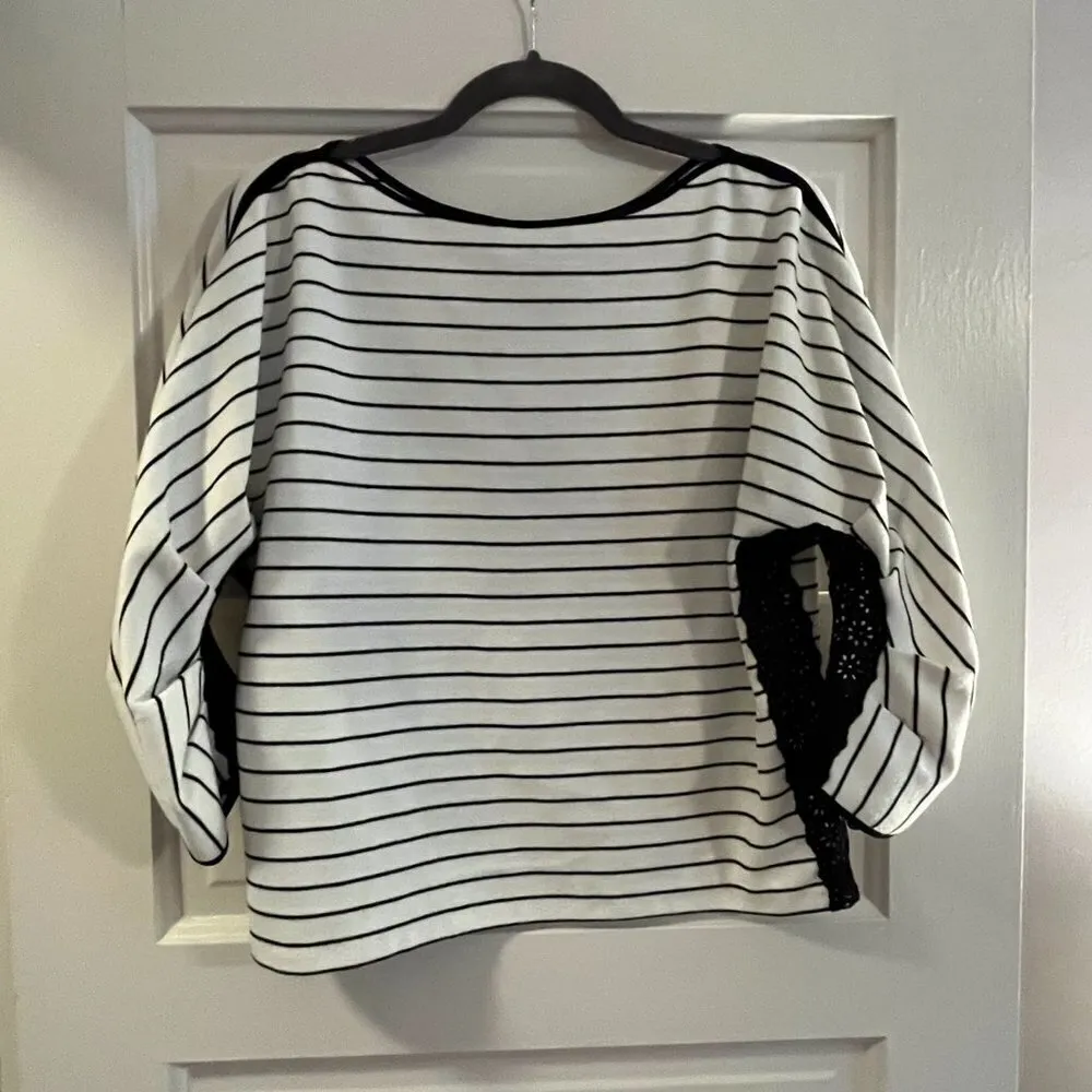 Laundry By Shelli Segal Black and White Striped Sweater - Image 3