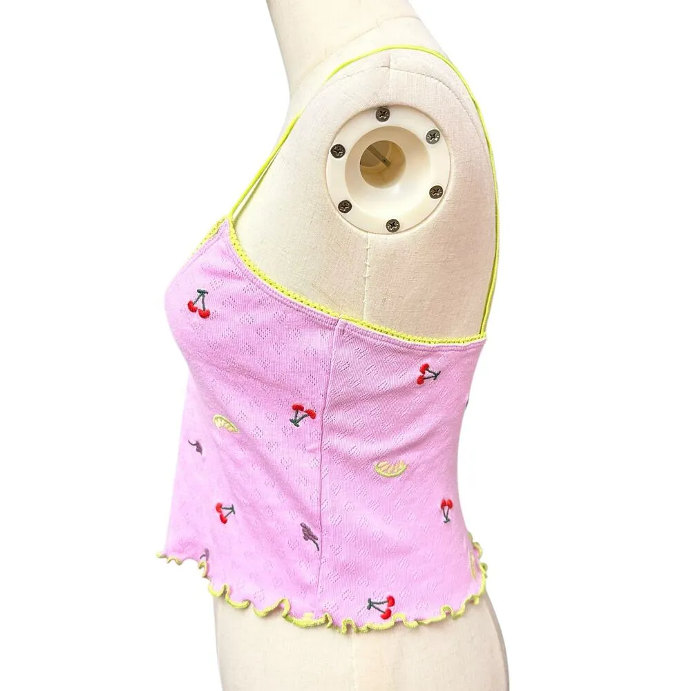 Urban Outfitters Sz Small Out From Under Lace Cabbage Trim Embroidered Cami Top - Image 2