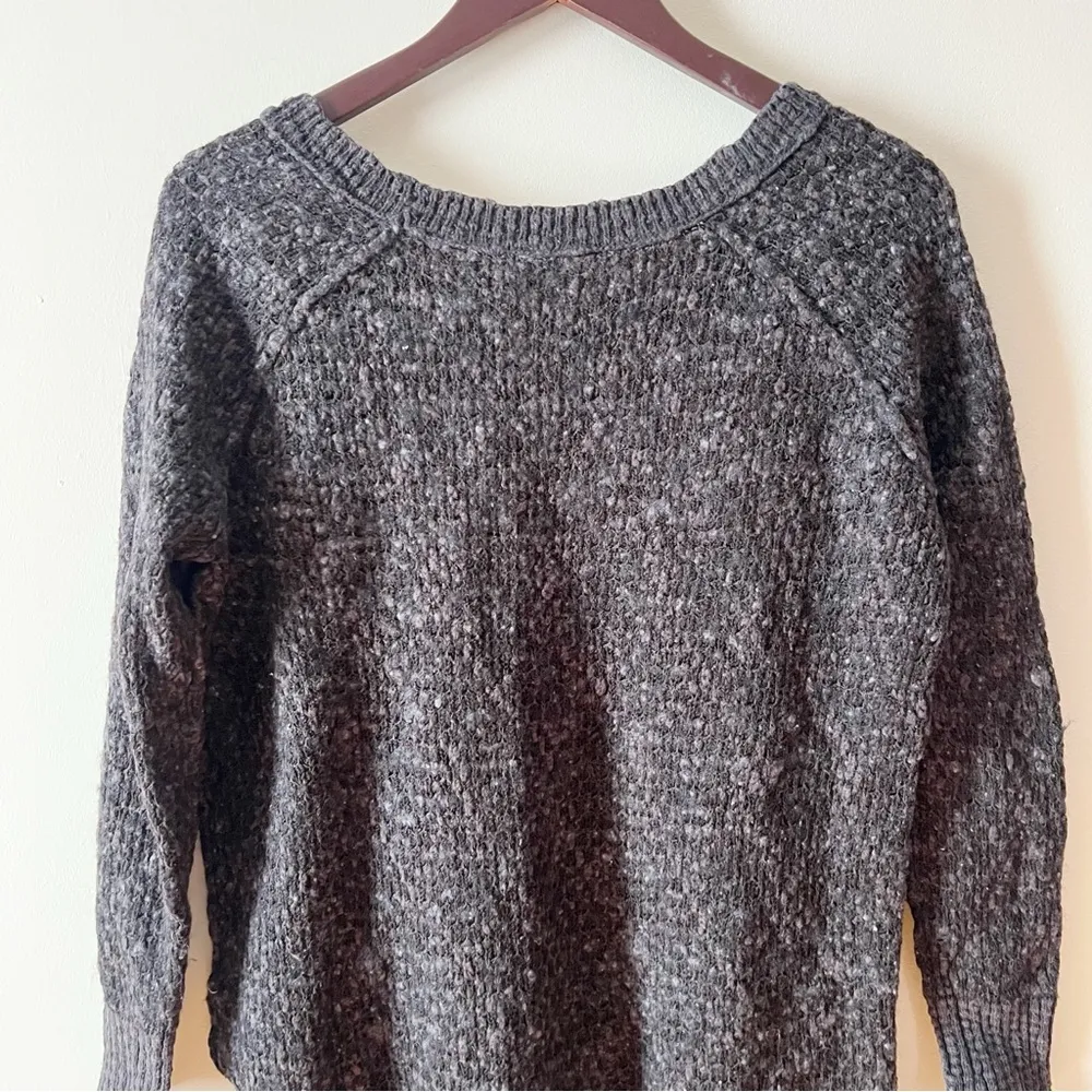 Free People Charcoal Gray Cotton/Wool Blend Pullover Sweater Size Medium - Image 8