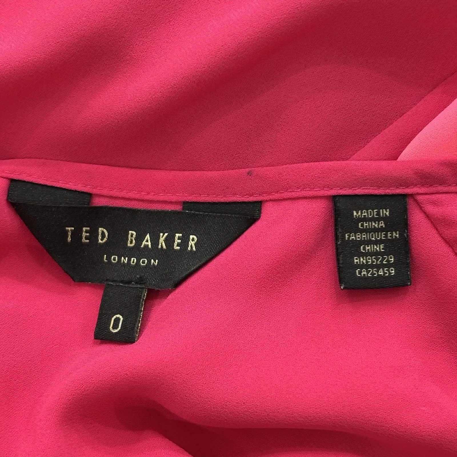 Ted Baker London Size 0 XS Alys Barbie Pink Contrast Sleeveless Blouse - Image 3