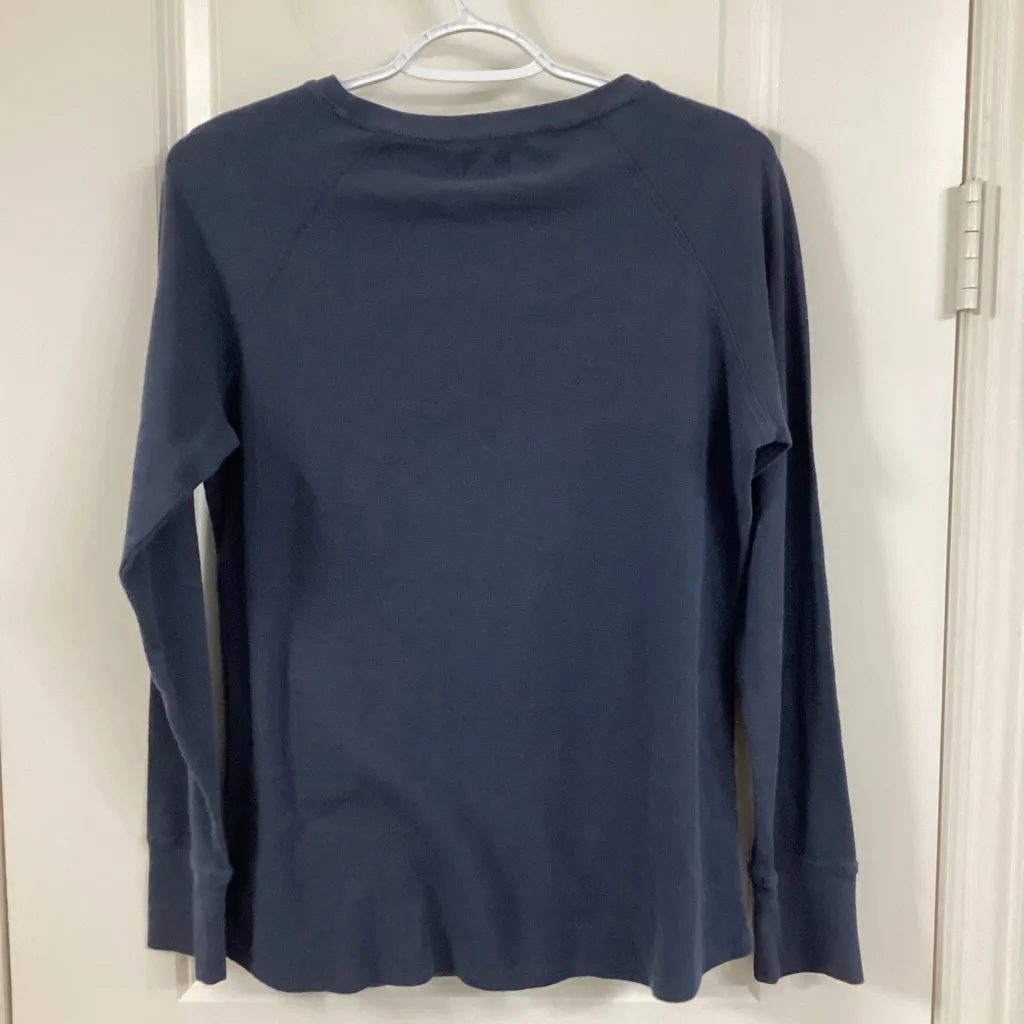 L.L. Bean Navy Waffle Knit Crewneck Black - Image 4