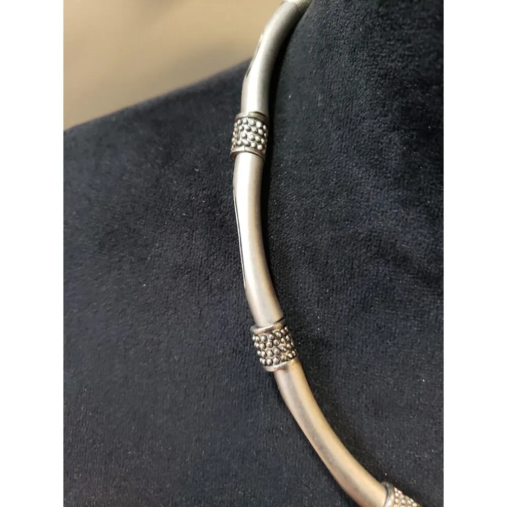 Women Chunky Silver Tone Collar Necklace Tubular Design Statement Choker Jewelry - Image 5