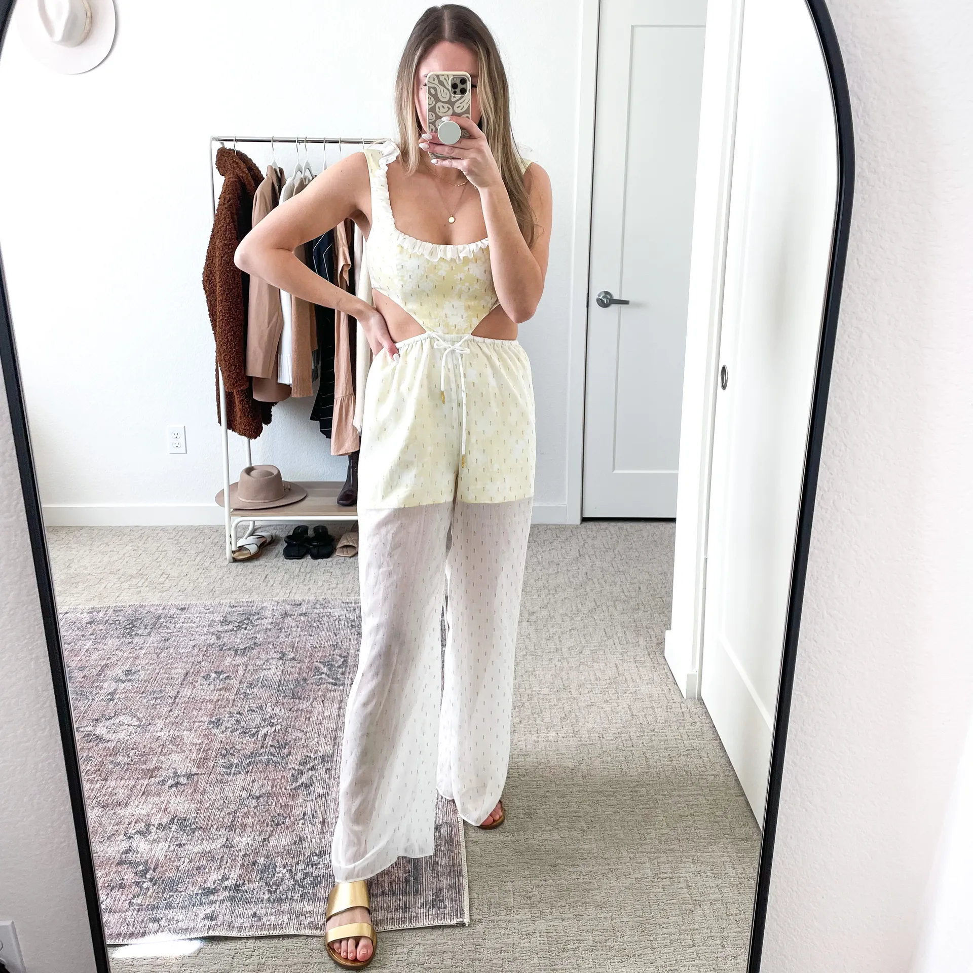 Tularosa Revolve White Yellow Sheer Cut Out Jumpsuit  - Image 6