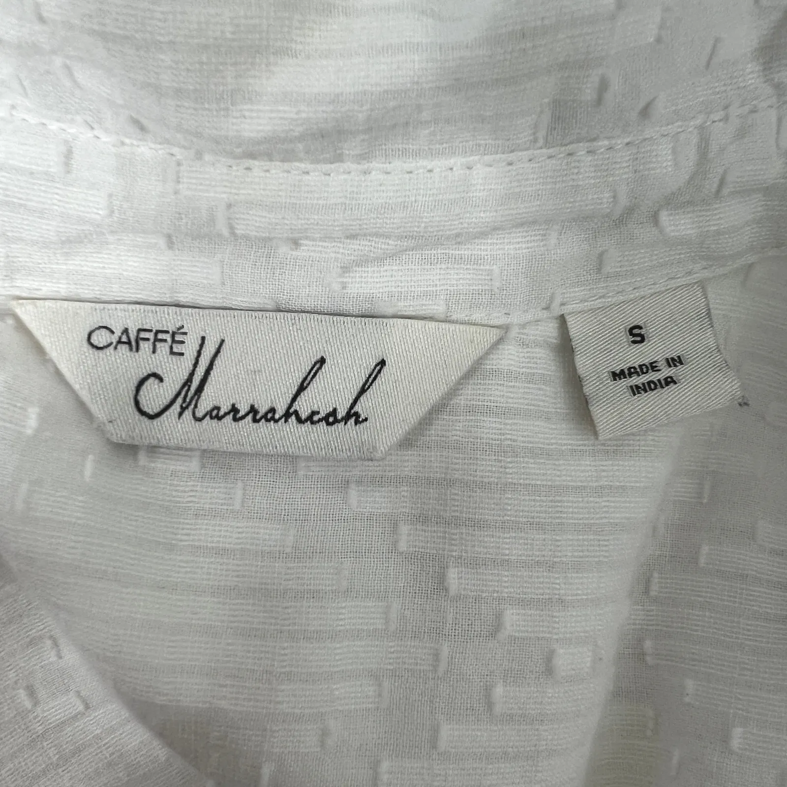 Caffe Marrahkesh Shirt Womens Small Cotton Oversized Relaxed Boho Beachy Western White - Image 2