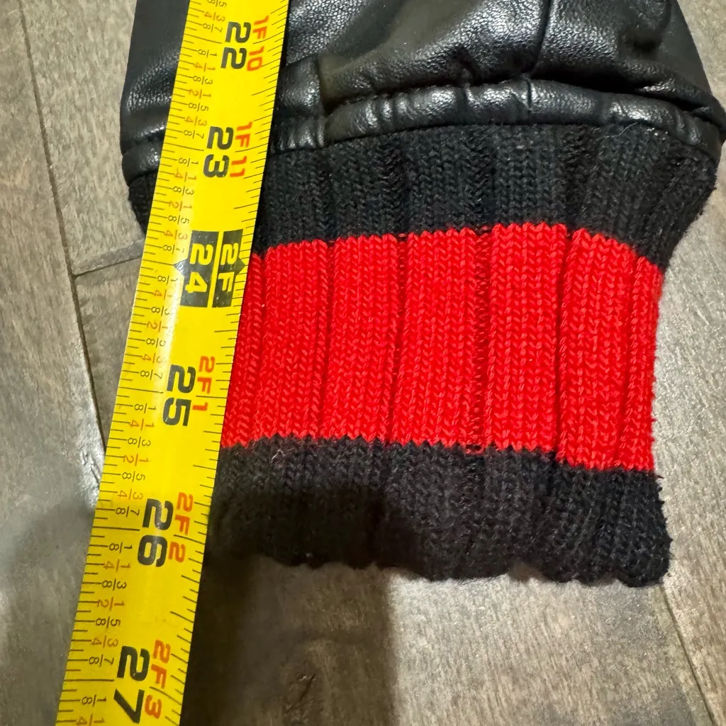 Groovy Monkey L Black Floral Embroidered Bomber Jacket Faux Leather Size L - Image 13