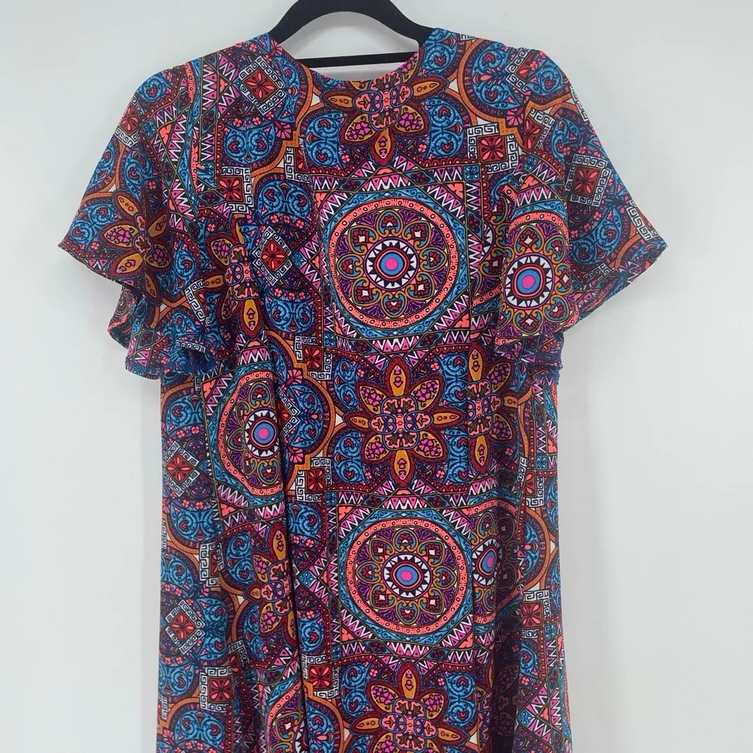 Judith March Colorful Print Open Duster Cardigan size S Festival Boho Retro - Image 10