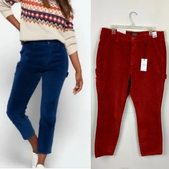 NWT Judy Blue Corduroy High Rise Slim Fit Cargo Pants Red Women’s Size 31 - Image 2
