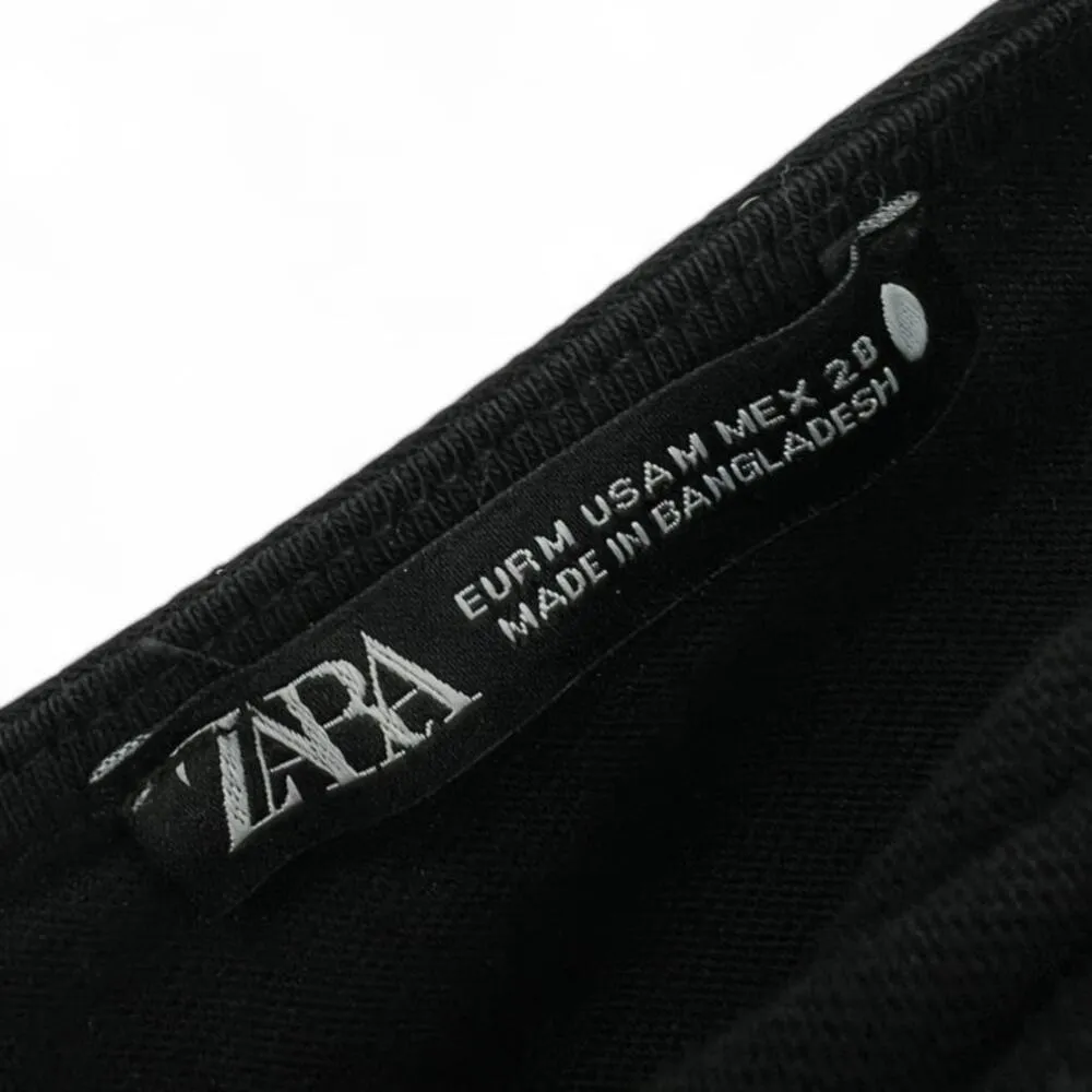 ZARA | M | Double V-Neck Tie Shoulder Wide Leg Black 100% Cotton Lounge Jumpsuit - Image 4