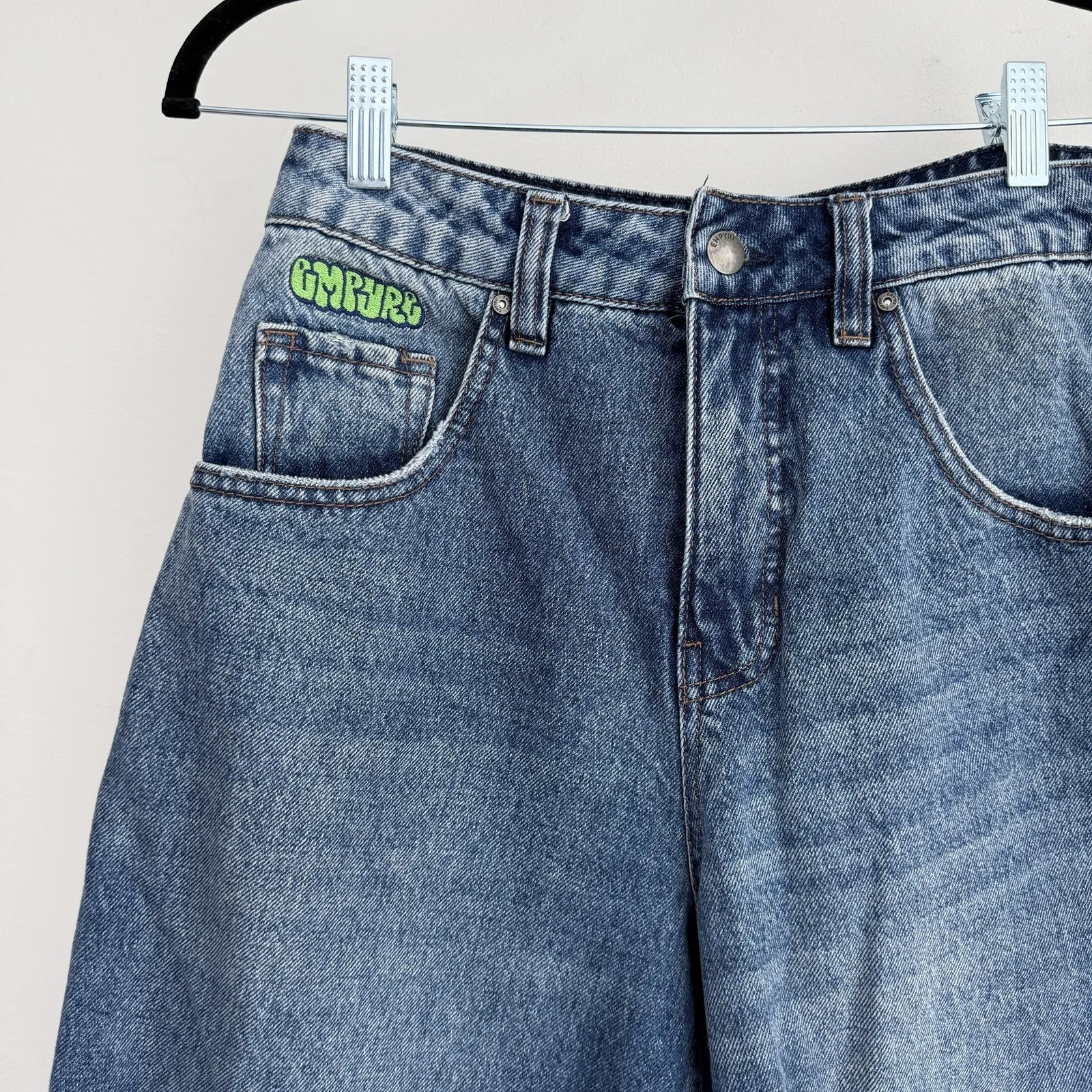 Empyre Jeans Womens 2 Blue Wide Leg Baggy Barrel Y2K Skater Streetwear Denim - Image 4