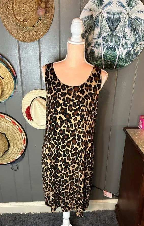 Vintage Slinky Brand Leopard Print Dress Medium - Image 4