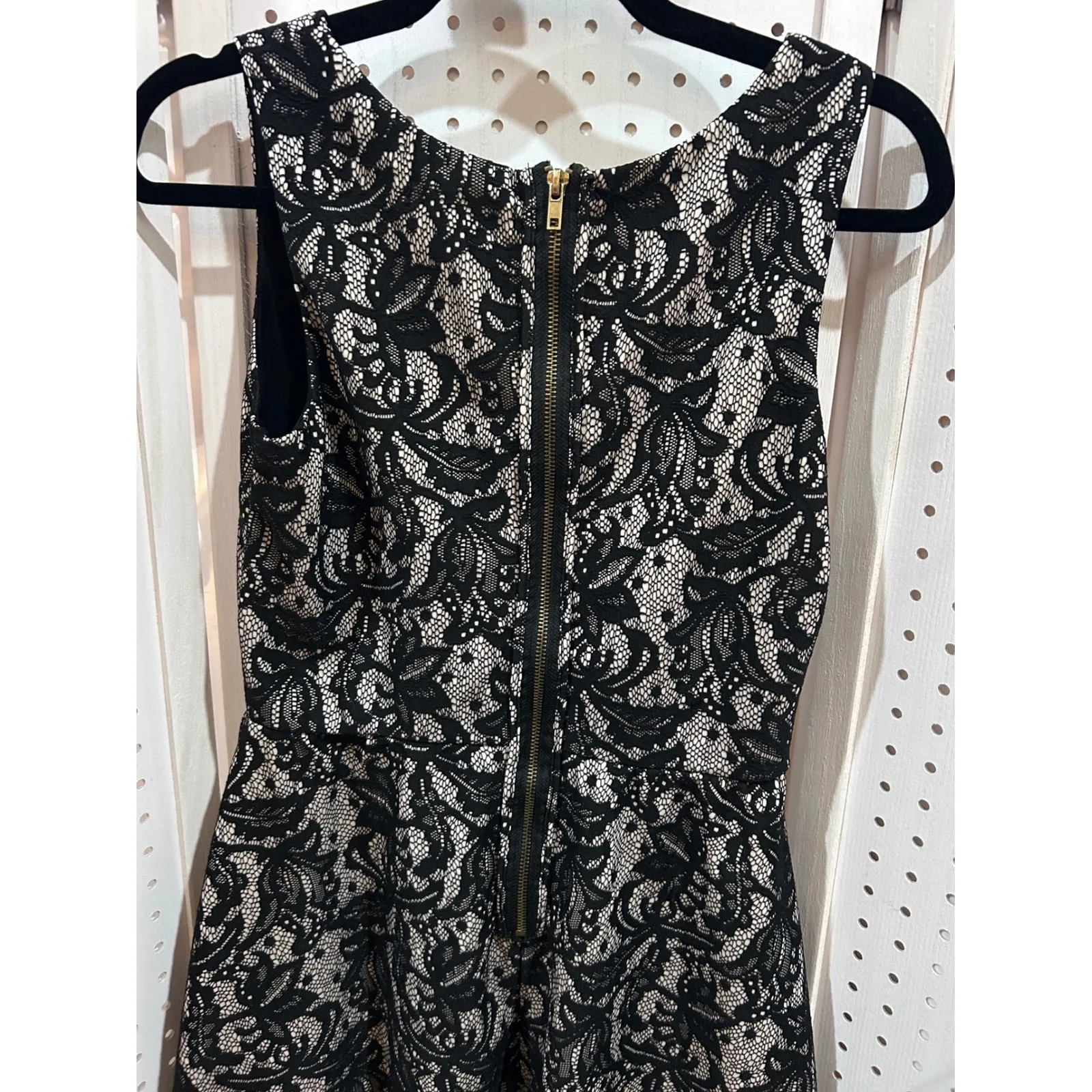 HeartSoul Black Lace Fit Flare Dress Sleeveless Round Neck Zipper Back Size M Size M - Image 7