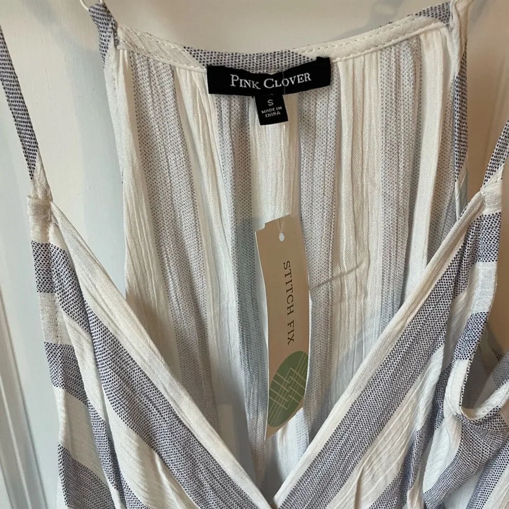 Pink Clover Blue and White Striped Tank Top- NWT - Image 2