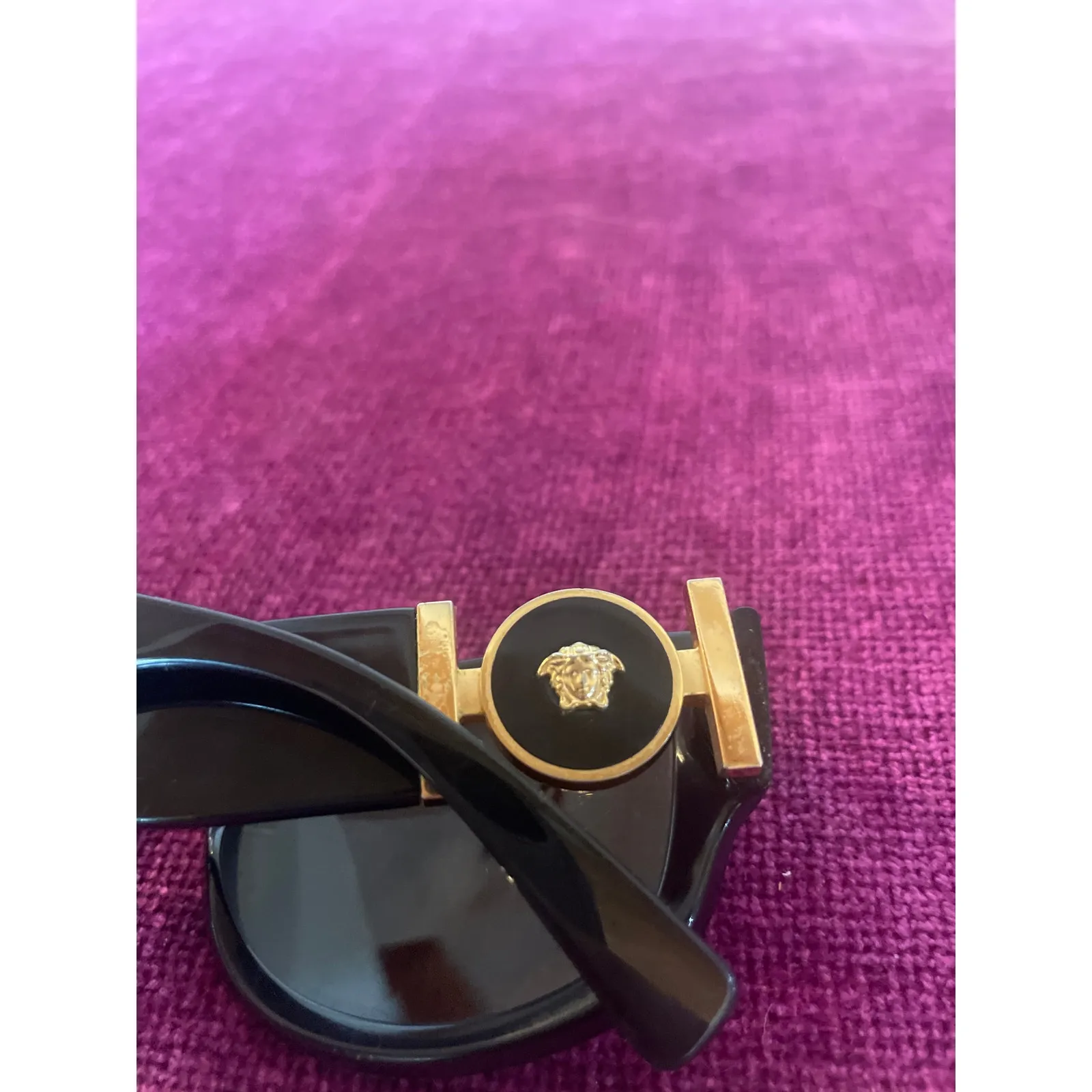 VERSACE Black Cat Eye Sunglasses Gold Medusa AS-IS CONDITION Polarized VE 4372 - Image 7