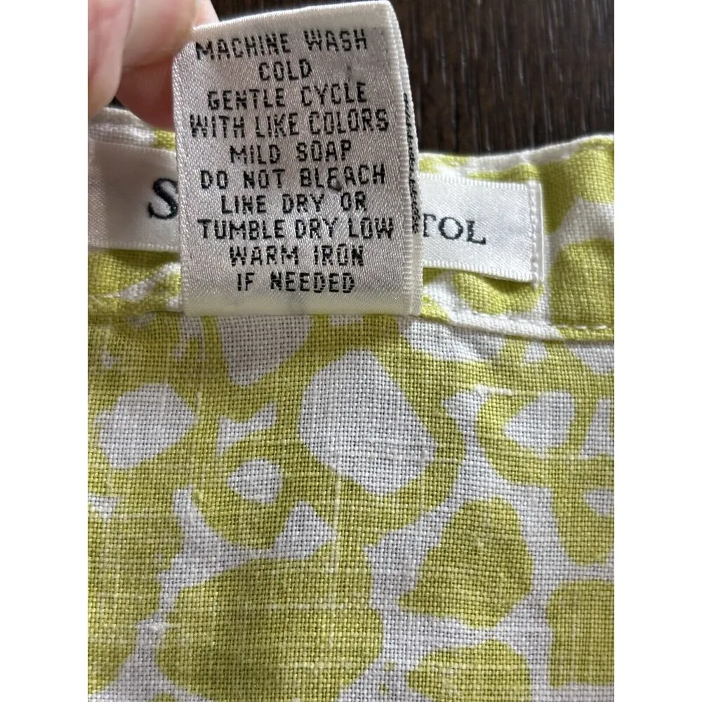 Susan Bristol 100% Linen Tunic Women’s Size Large Ruffle Flower Detail V-Neck - Image 8