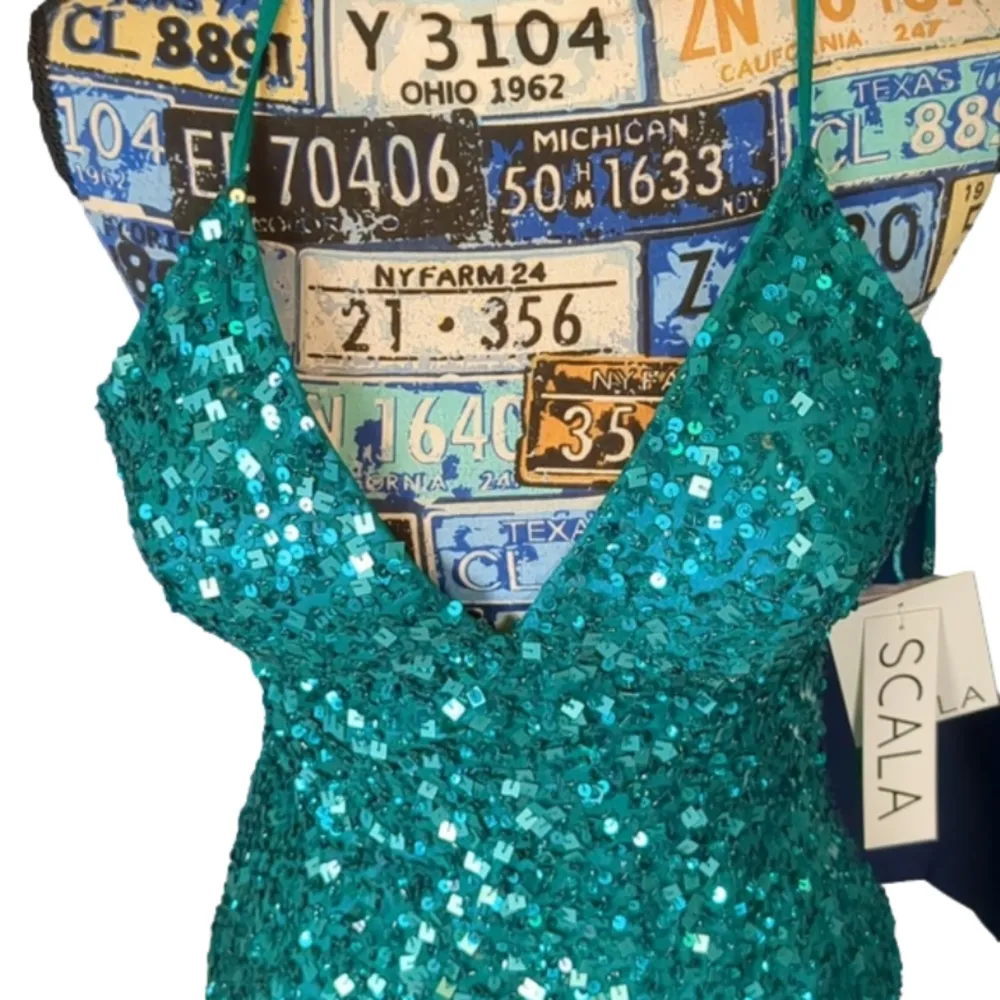 Scala teal sequin dress size 8 - Image 3
