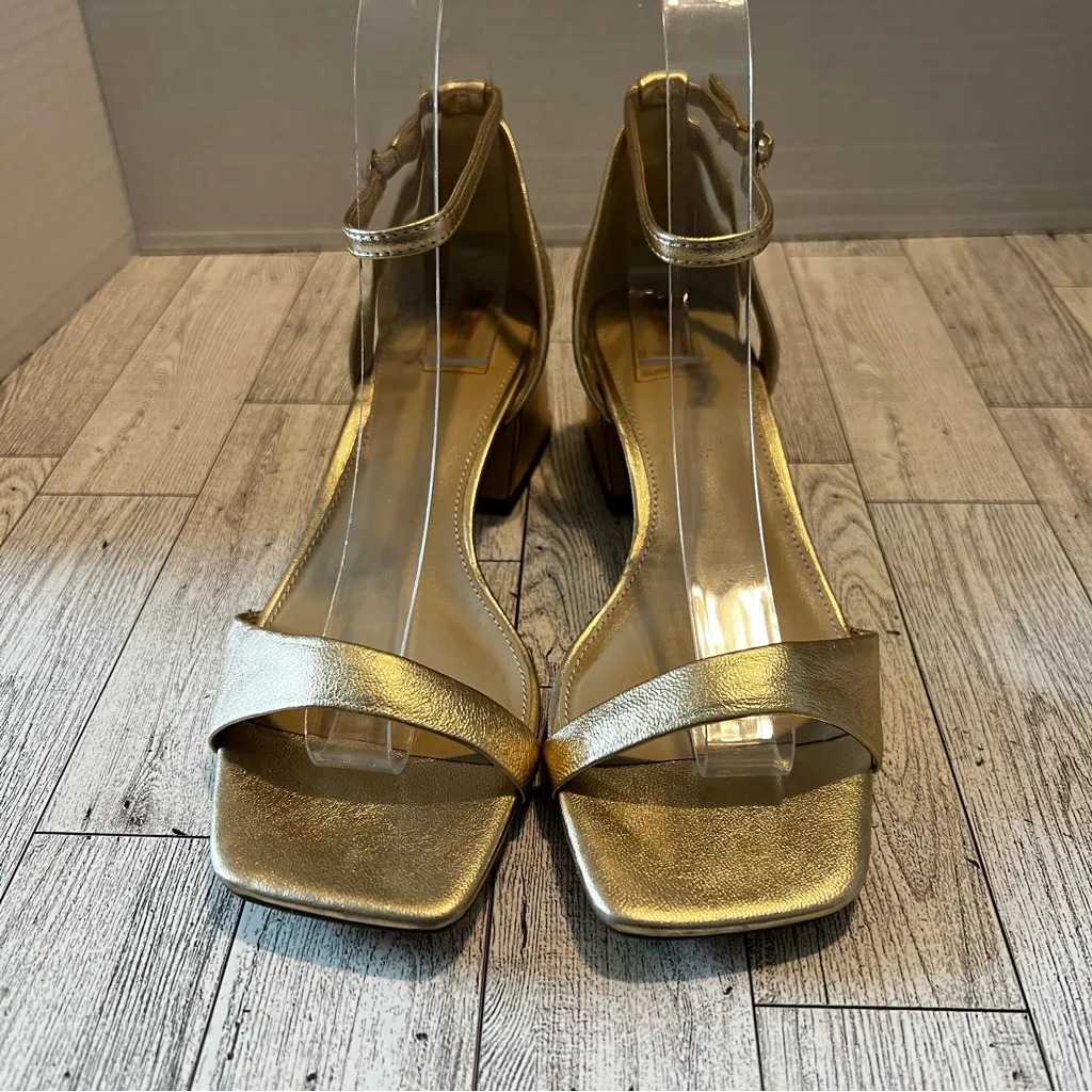 Sam Edelman Gold Wilson Kitten Heel Sandals Size 6M Holiday Party Metallic - Image 2