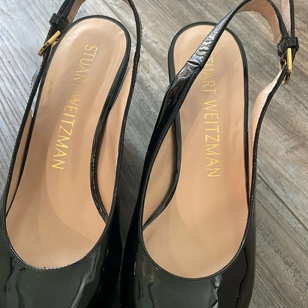 Stuart Weitzman Jean Black Patent Wedge 7.5 - Image 4