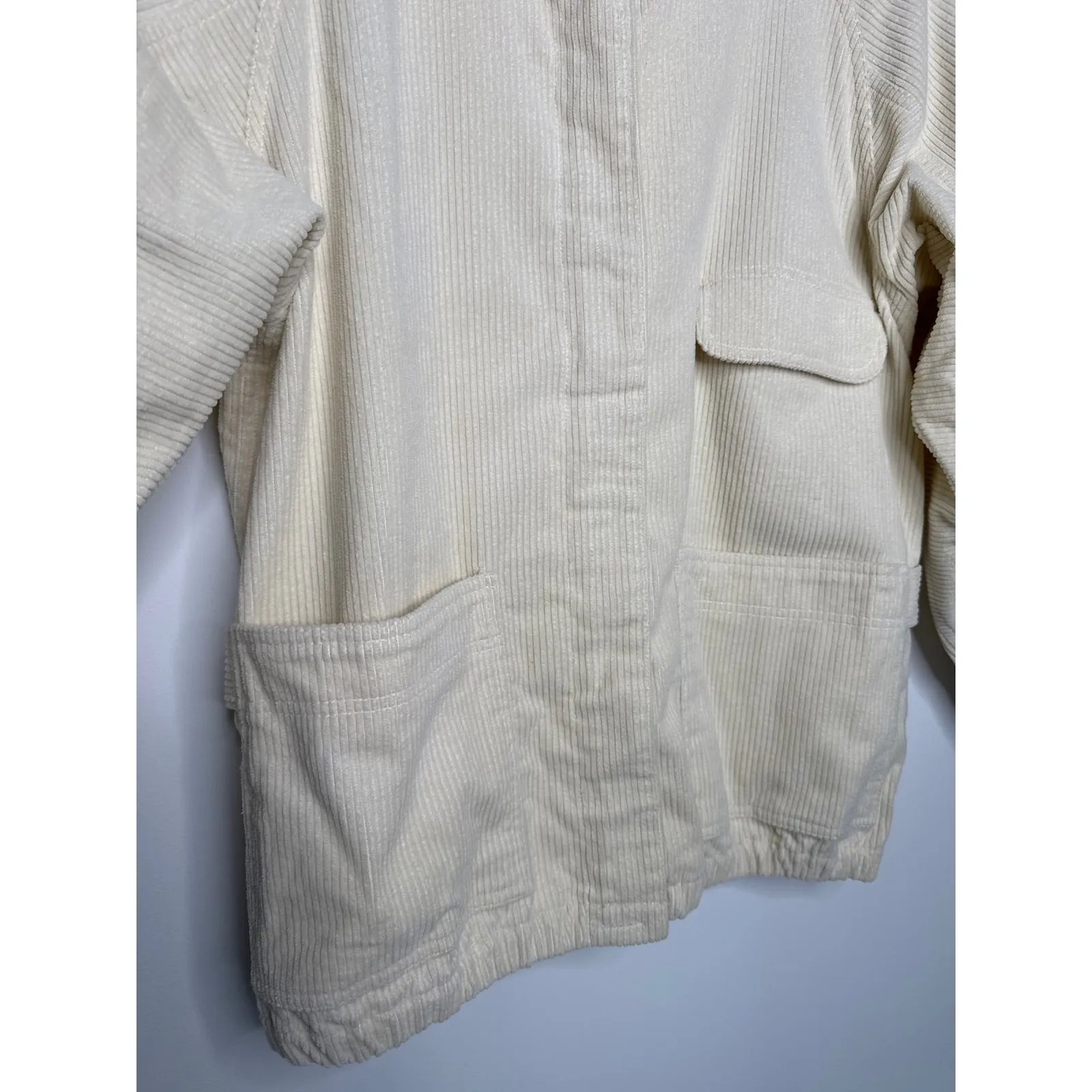 Vintage 80s/90s SK & Company Cream Corduroy Jacket puffy shoulders Hong Kong 12 Size L - Image 7