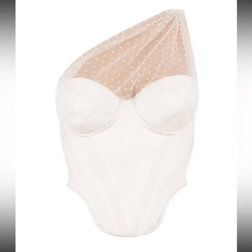 HOUSE OF‎ CB 'Kim' Ivory Draped Tulle Corset NWOT size S white mesh - Image 12
