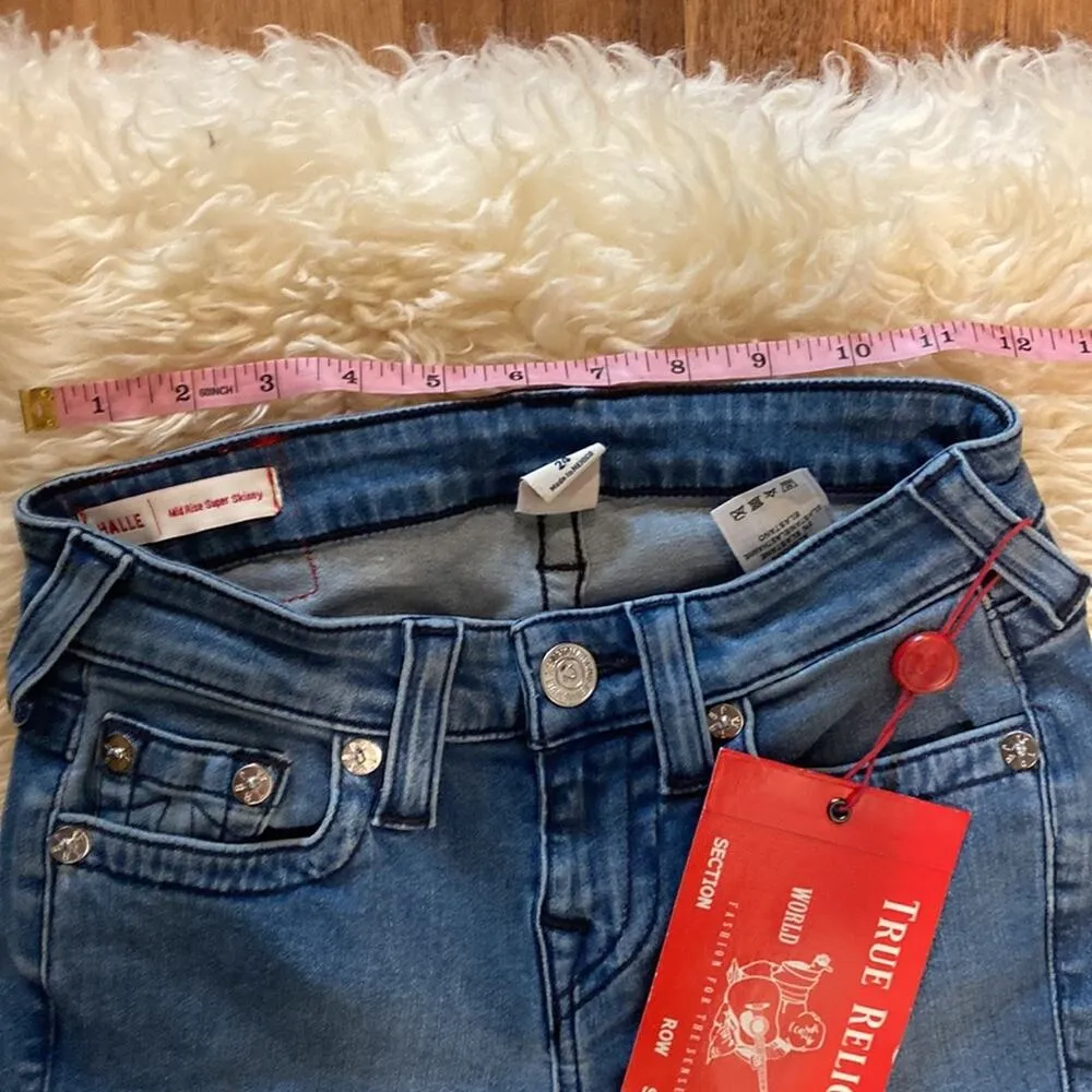 True Religion Halle Midnight Frost Blue Super Skinny Denim Blue Jeans NWT Sz 24 - Image 9